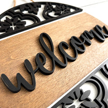 Load image into Gallery viewer, Black and White Welcome Round Sign