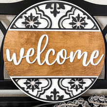 Load image into Gallery viewer, Black and White Welcome Round Sign