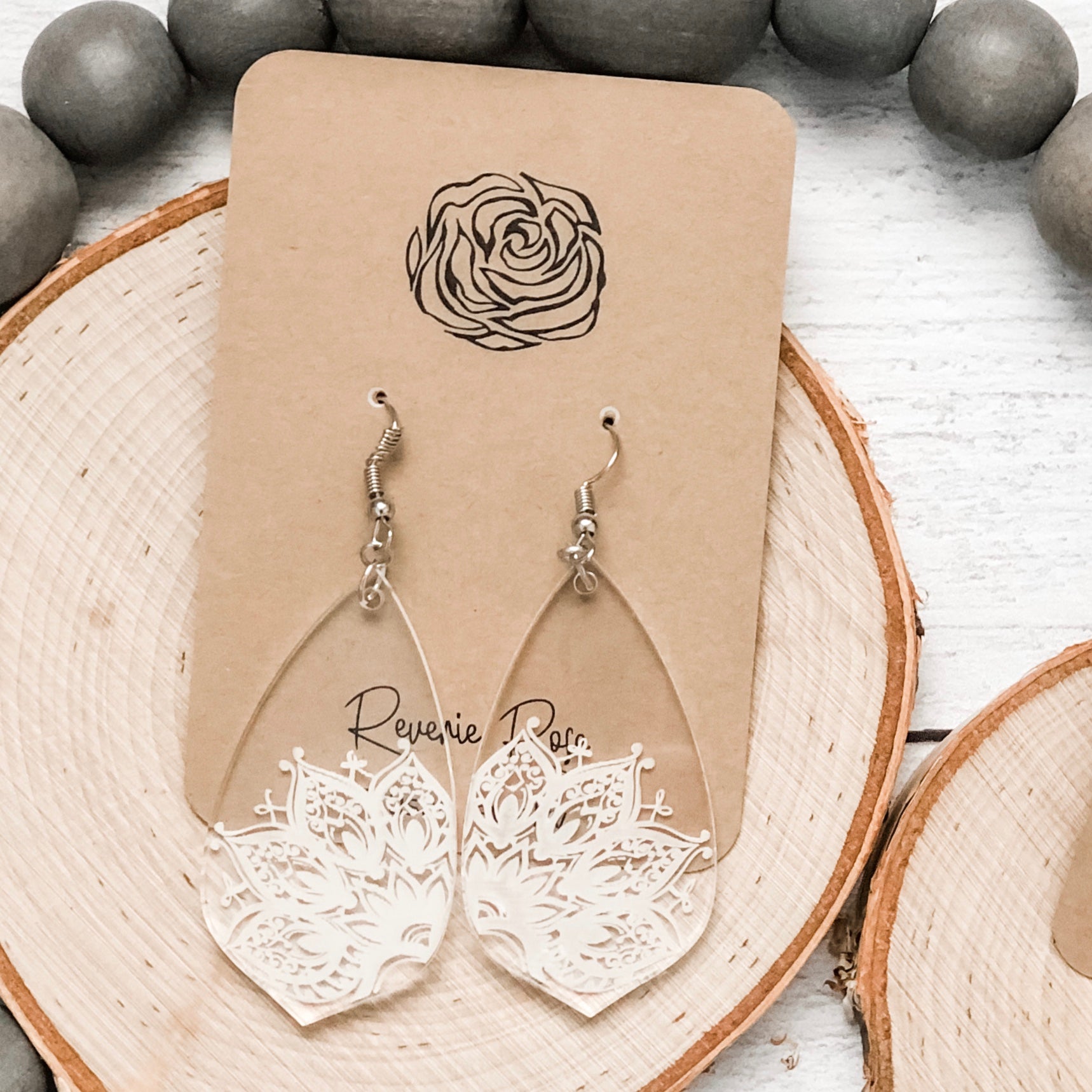 Reverie Rose Designs Acrylic Lace Earrings Bar