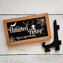 Load image into Gallery viewer, Reversible Mini Sign Sweater Weather/Haunted House
