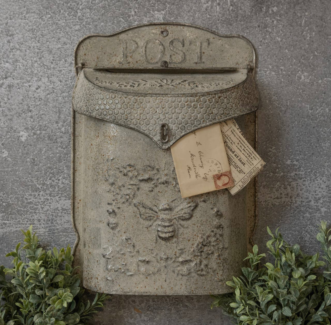 Galvanized Bee Post Mailbox
