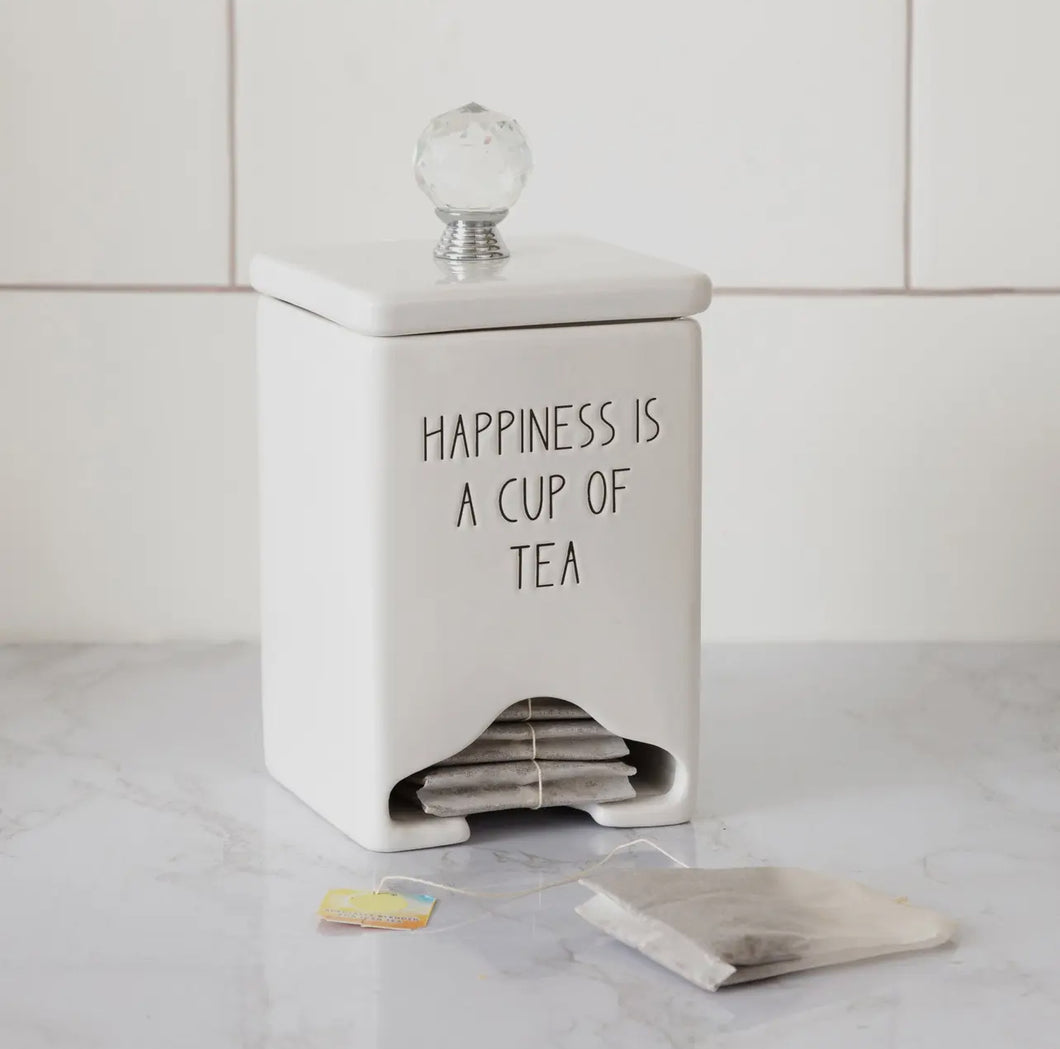 “Happiness is a cup of tea” Tea Bag Dispenser