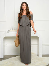 Load image into Gallery viewer, Off Shoulder Jersey Knit Maxi Dress

