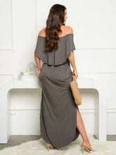 Load image into Gallery viewer, Off Shoulder Jersey Knit Maxi Dress

