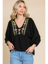 Load image into Gallery viewer, Black Embroidered Floral Top
