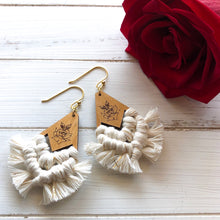 Load image into Gallery viewer, Avery&#39;s Rose Wood Macrame Earrings
