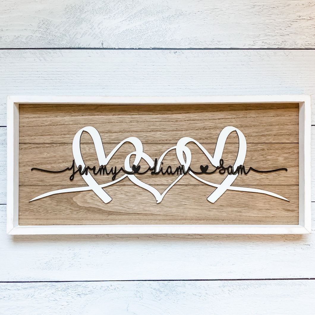 Black and White Personalized Hearts Sign