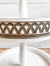Load image into Gallery viewer, White Tiered Tray w/Iron Lace Trim
