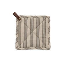 Load image into Gallery viewer, Woven Cotton Striped Pot Holder with Leather Loop
